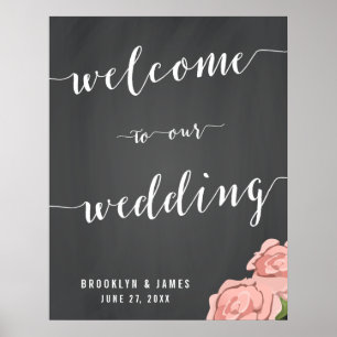 Custom Chalkboard Wedding Reception Sign 22x28 Poster