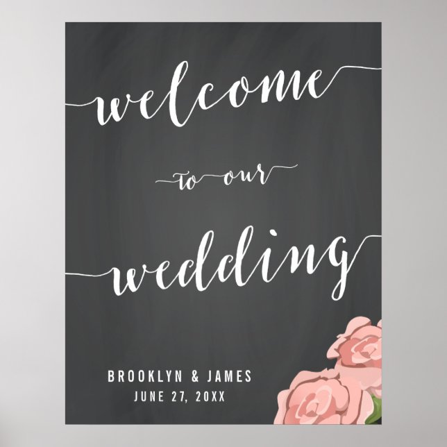 Custom Chalkboard Wedding Reception Zeichen 22x28 Poster (Vorne)