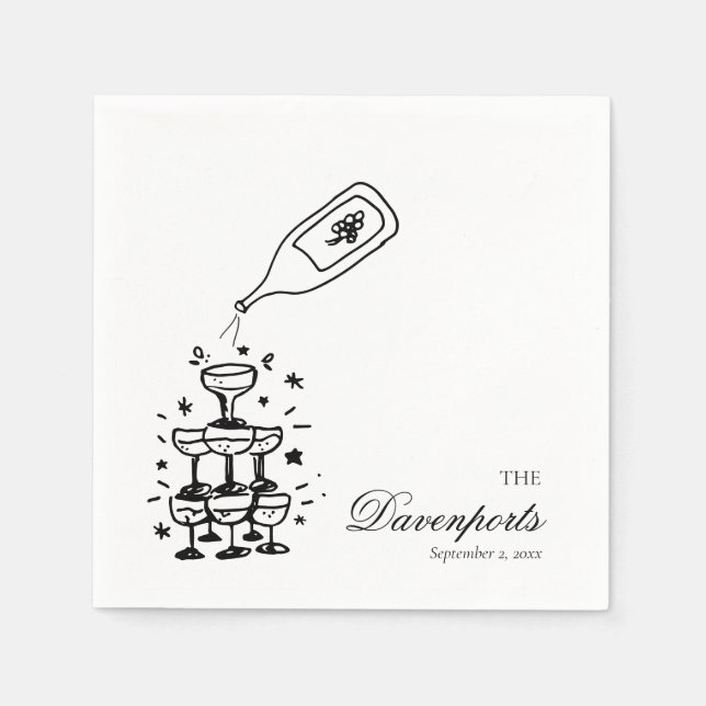 Custom Champagne Tower Bachelorette Bridal Wedding Serviette (Vorderseite)