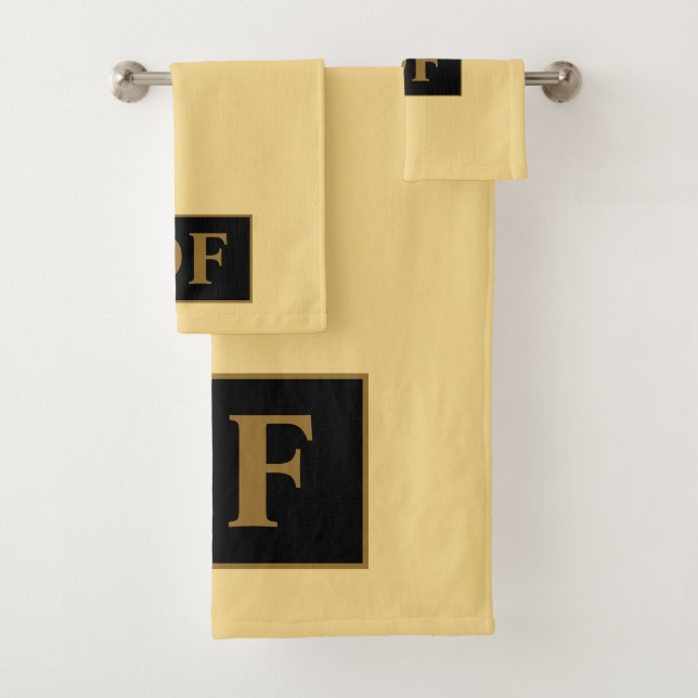 Custom Champagner mit Golden Initial Badetuch Set (Insitu)