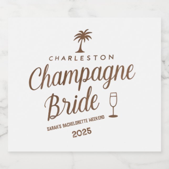 Custom Charleston Champagne Bride Bachelorette (Einzelnes Label)