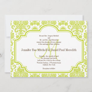 Custom Chartreuse Damask Wedding Einladungen