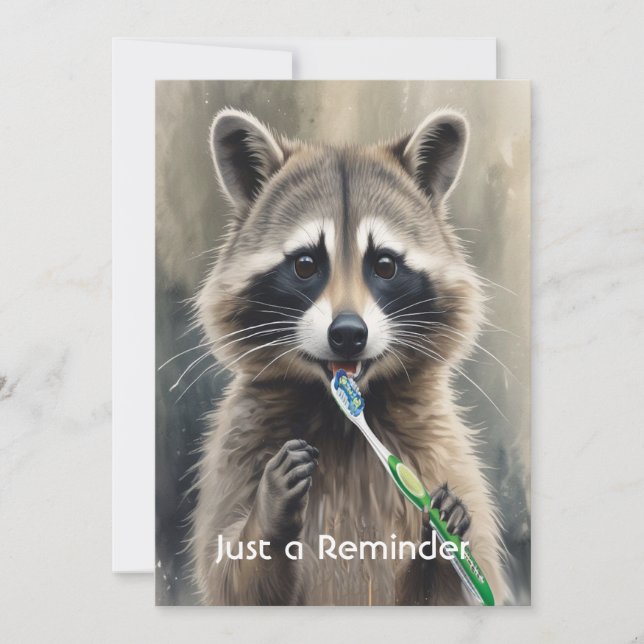 Custom Check up Reminder Dentist Fun Raccoon Einladung (Vorderseite)