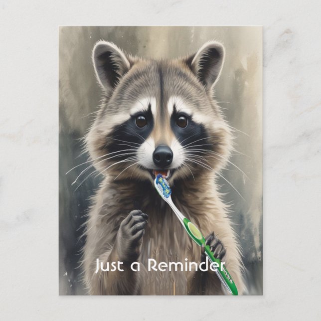 Custom Check up Reminder Dentist Fun Raccoon Postkarte (Vorderseite)