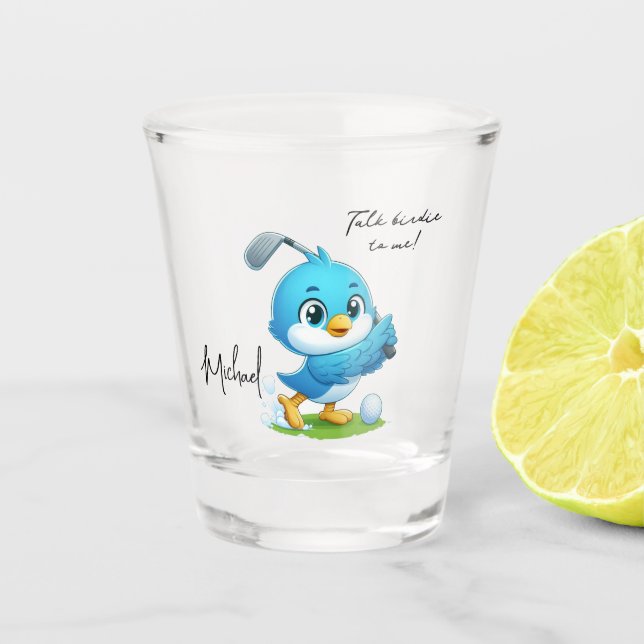 Custom Cheeky Golf Bird Cartoon Schnapsglas (Vorderseite)
