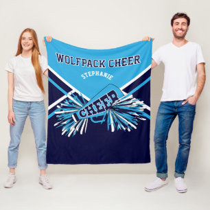 Custom - 📣 Cheerleader Blue, Navy Blue & White Fleecedecke