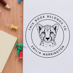 Custom Cheetah Dieses Buch gehört zu Kid's Name Gummistempel
