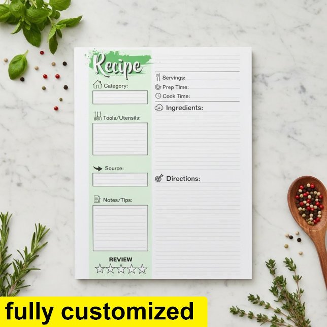 Custom Chefs Basic Recipe Pages Notizblock (Personalized recipe pages notepad)