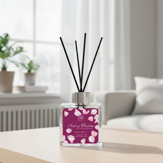 Custom Cherry Blossom Aroma Diffuser Label Quadratischer Aufkleber (Von Creator hochgeladen)