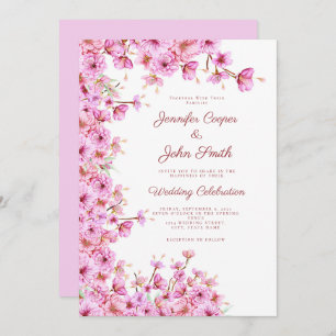 Custom Cherry Blossom Sakura Pink Floral Wedding Einladung