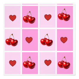Custom Cherry Heart Checkerboard Pattern Fotodruck