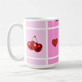 Custom Cherry Heart Checkerboard Pattern Kaffeetasse