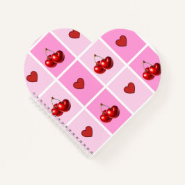 Custom Cherry Heart Checkerboard Pattern Notizbuch