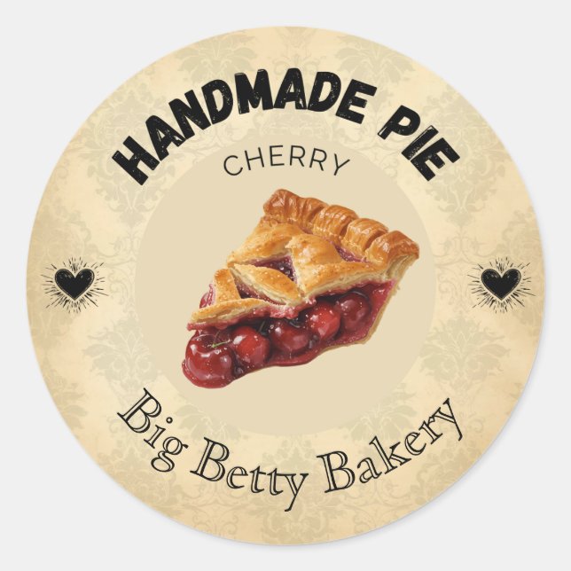 Custom Cherry Pie Labels | Personalisierte Bäckere Runder Aufkleber (Vorderseite)