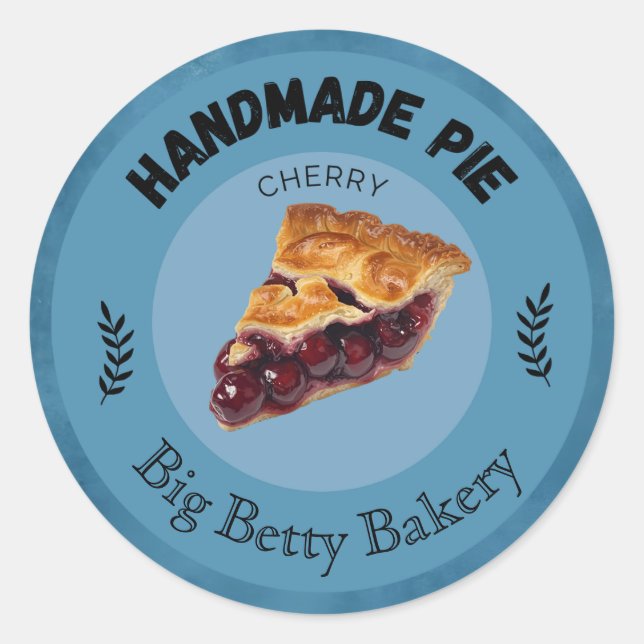 Custom Cherry Pie Labels | Personalisierte Bäckere Runder Aufkleber (Vorderseite)