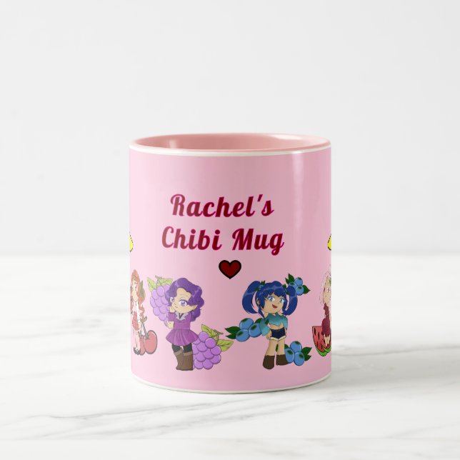 Custom Chibi Fruchtzeichen Tasse (Mittel)