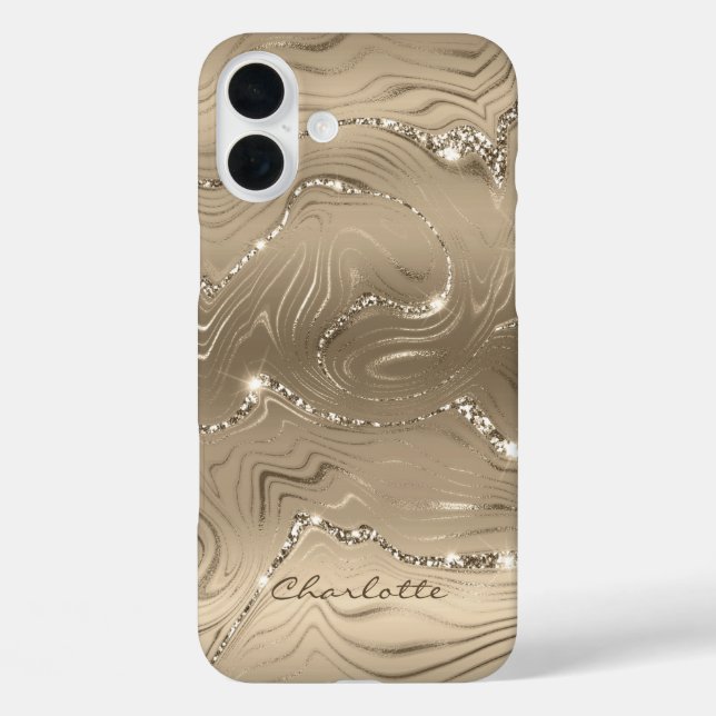 Custom Chic Brown Glitzer Pattern Girly Case-Mate iPhone Hülle (Rückseite)