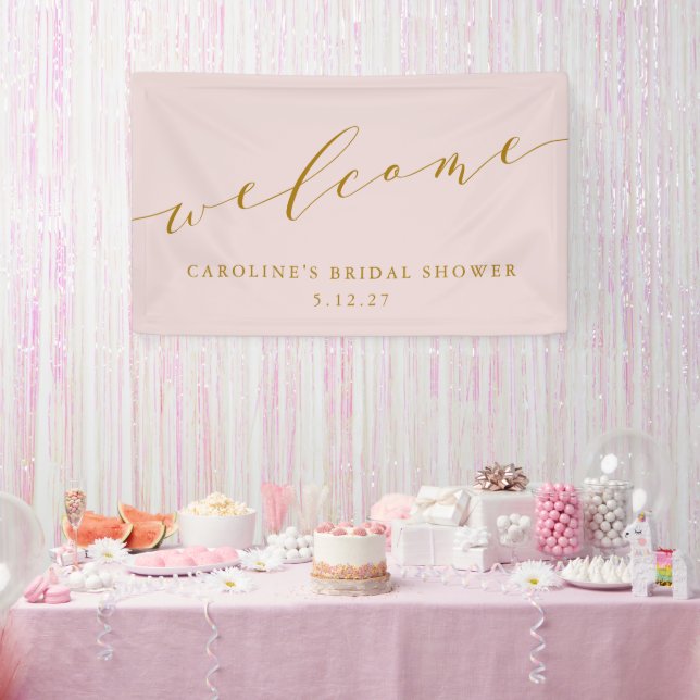 Custom Chic Elegantes rosa Brautparty Willkommen Banner (Party)