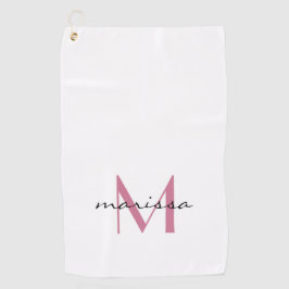 Custom Chic Ladys Pink Name Monogram Golfhandtuch