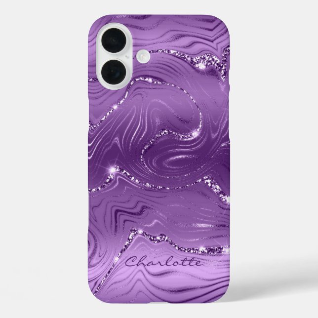 Custom Chic Lila Silver Glitzer Muster Girl Case-Mate iPhone Hülle (Rückseite)