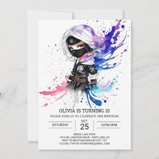 Custom Chic Ninja Girl Geburtstag Einladung