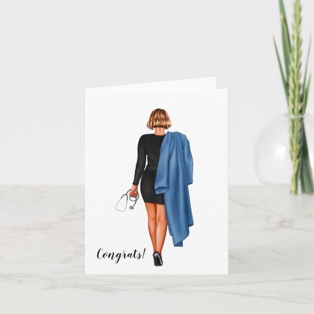 Custom Chic Nursing Abschluss (Red haar) Card Karte (Vorderseite)