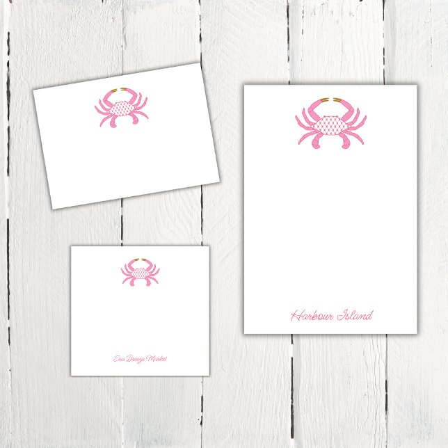 Custom Chic Pink Crab | Coastal Sticky Notes Post-it Klebezettel (Von Creator hochgeladen)