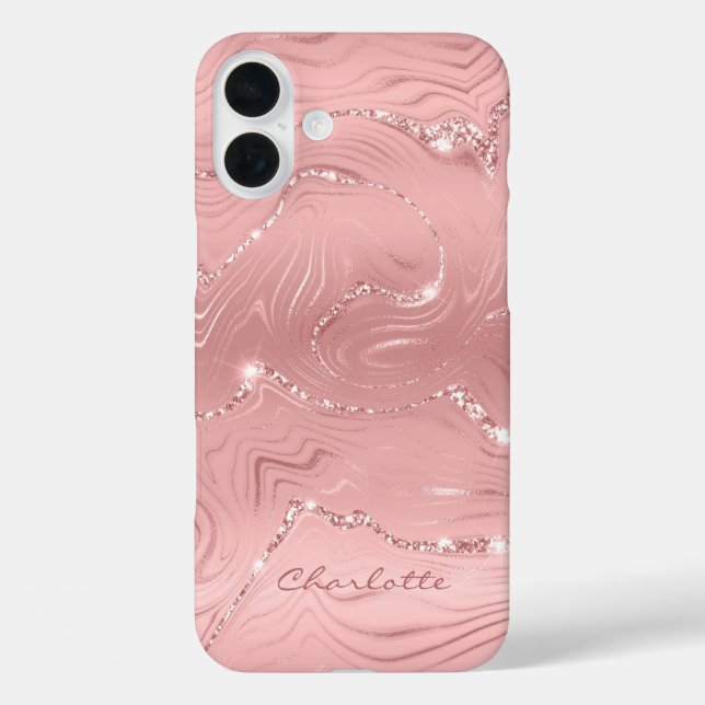 Custom Chic Pink Silver Glitzer Muster Girl Case-Mate iPhone Hülle (Rückseite)