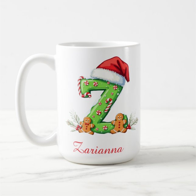 Custom chic stylish initial Z merry Christmas  Kaffeetasse (Links)