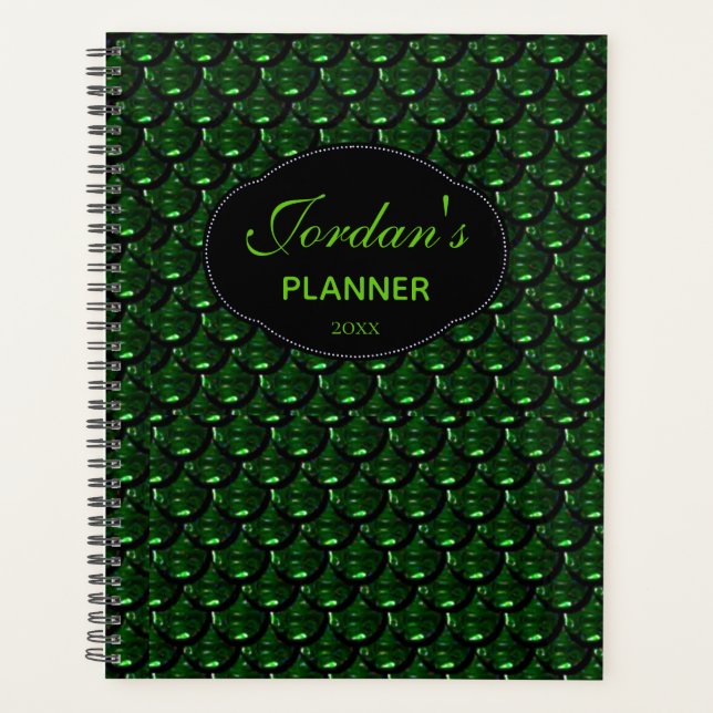 Custom Chic Weekly / Monthly Green Pattern Planer (Vorderseite)