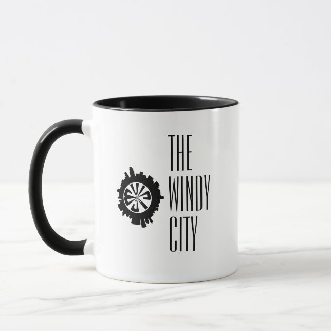 Custom Chicago City Skyline in Sphered Silhouette Tasse (Links)