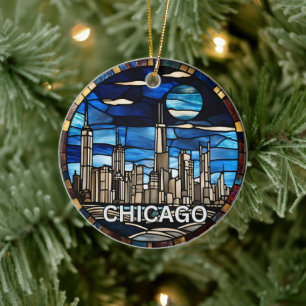 Custom Chicago Skyline Keramik Ornament