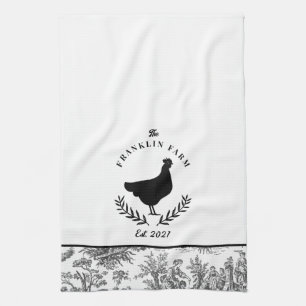 Custom Chicken Farm Toile Country Geschirrtuch