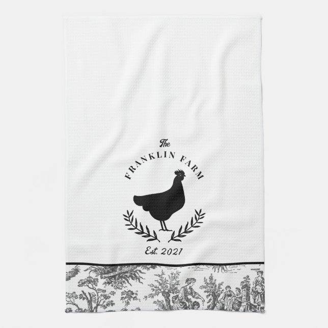 Custom Chicken Farm Toile Country Geschirrtuch (Vertikal)