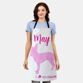 Custom Chihuahua Apron Pastel Pink Silhouette Schürze