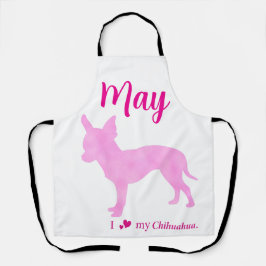 Custom Chihuahua Apron Pastel Pink Silhouette Schürze