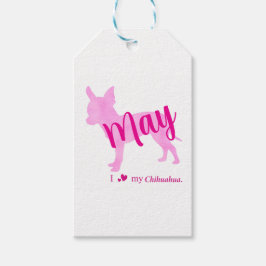 Custom Chihuahua Gift Tag Pastel Pink Silhouette Geschenkanhänger