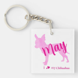 Custom Chihuahua Keychain Pastel Pink Silhouette Schlüsselanhänger