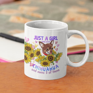 Custom Chihuahua Lover Sonnenblumen Trainer Floral Kaffeetasse