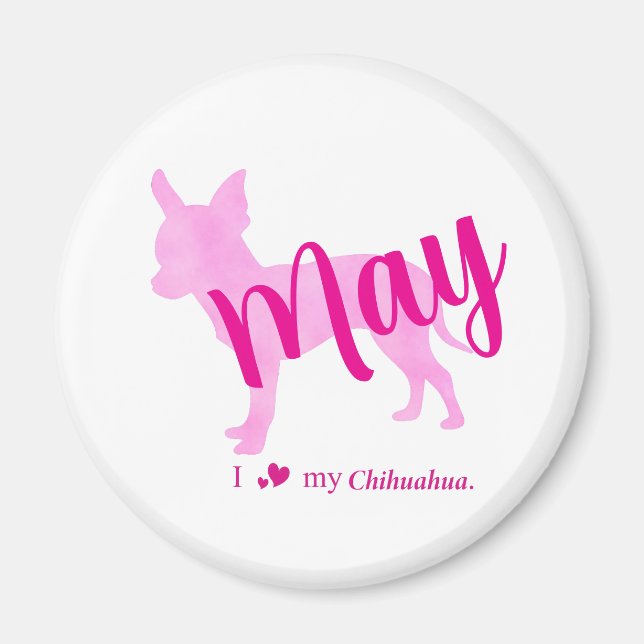 Custom Chihuahua Magnet Pastel Pink Silhouette (Vorne)