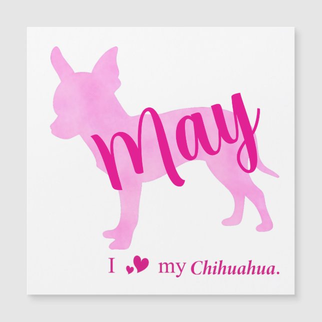 Custom Chihuahua Magnet Pastel Pink Silhouette (Vorderseite)