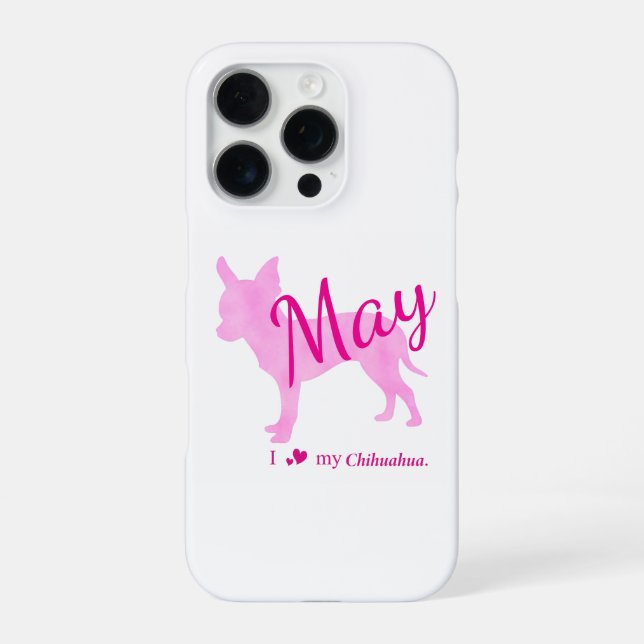 Custom Chihuahua Phone Case  Pstel Pink Silhouette iPhone Hülle (Rückseite)