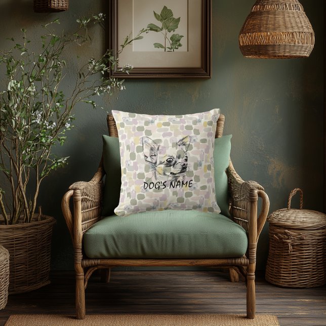 Custom Chihuahua Portrait Pillow Abstrakt Pattern Kissen (Von Creator hochgeladen)