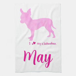 Custom Chihuahua towel Pastel Pink Silhouette Geschirrtuch