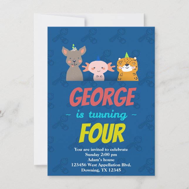 Custom Child Cheetah Sea Monkey Cartoon Einladung (Vorderseite)