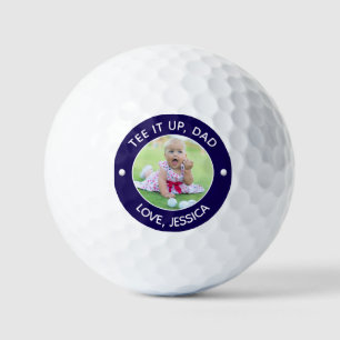 Custom Child Foto T-Shirt Es Up Vater Navy Blue Golfball