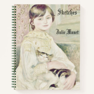 Custom "Child with Cat" by Renoir Name Sketchbook Notizbuch
