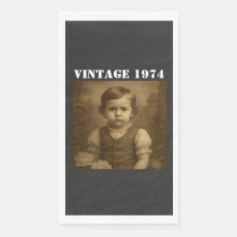 Custom Childhood Photo & Year Vintage Personalized Serviette