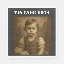 Custom Childhood Photo & Year Vintage Personalized Serviette