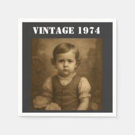 Custom Childhood Photo & Year Vintage Personalized Serviette